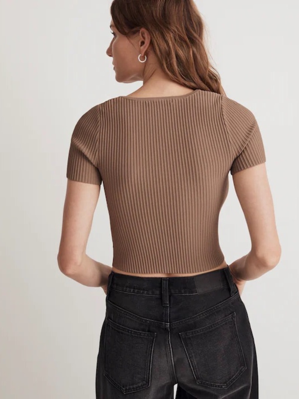 Madewell Brown Ribbed Top - Picture 4 of 7